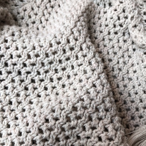 Amuse Society LS knit crochet tan cotton blend sweater drawstring neck n waist S - Picture 10 of 10